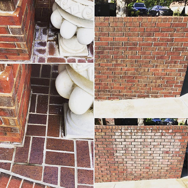 brick walls before and after rust removal